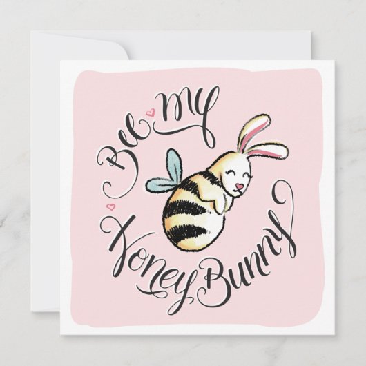 Bee My Honey Bunny Valentine Card Ankündigung (Vorderseite)
