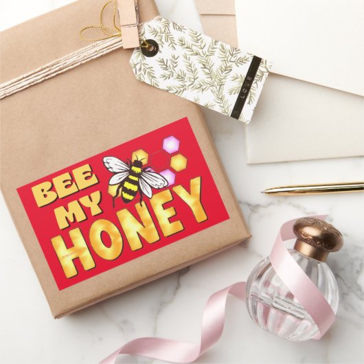 BEE MY HONEY lustige niedliche Bienenvalentine Rechteckiger Aufkleber (Schenken)