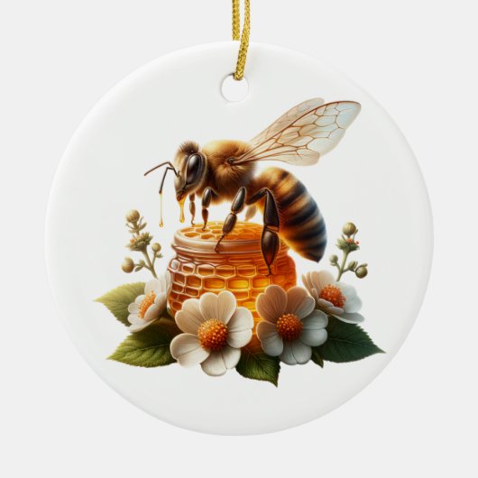 Bee My Honey | Süßes romantisches Geschenk Keramik Ornament (Vorne)