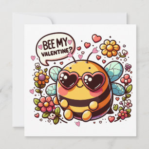 Bee My Valentine? - Charmante Biene Valentinstagsk Feiertagskarte