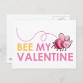 Bee My Valentine Feiertagspostkarte (Vorne/Hinten)