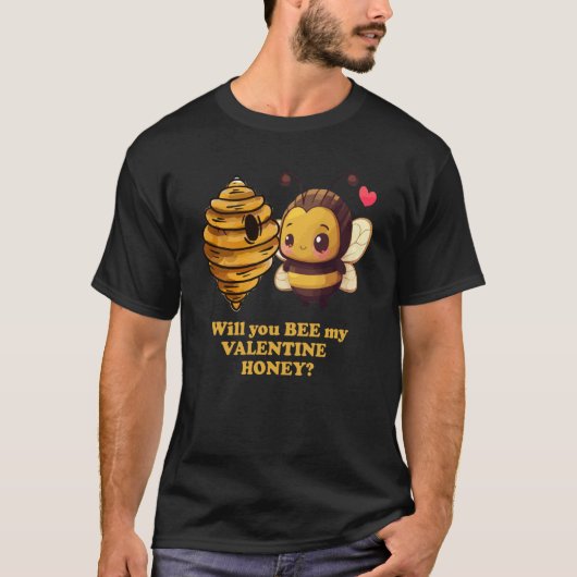Bee My Valentine Honey Cute Valentines Day Couples T-Shirt (Vorderseite)