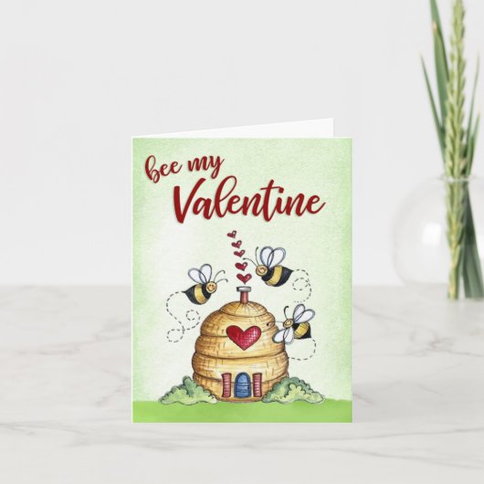 Bee My Valentine Karte (Vorderseite)