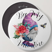 Bee My Valentine Spaß Romantisches Abzeichen Button (Vorne & Hinten)