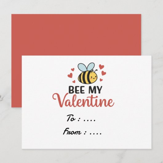 Bee My Valentine , Valentinstag Geschenkkarte Mitteilungskarte (Vorne/Hinten)