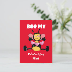 Bee My Valentine's Day Friend Postkarte