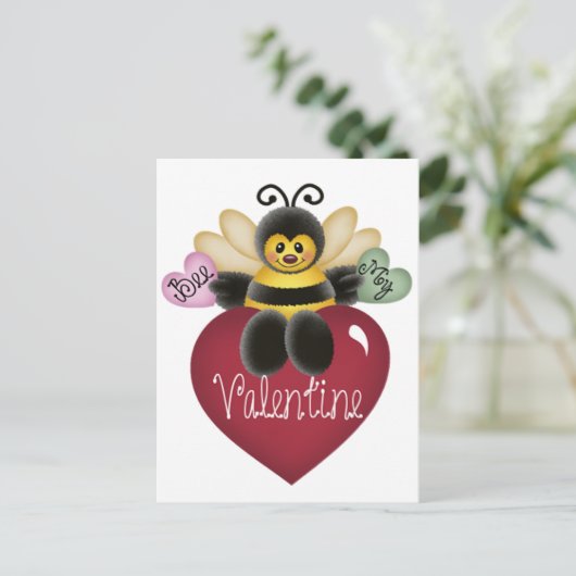 Bee My Valentine's Day Postkarten (Stehend Vorderseite)