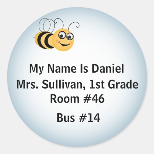 Bee Nametag Runder Aufkleber (Vorderseite)