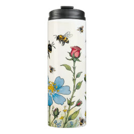 Bee Nice Bee Kind Bienen und Wildblumen Thermosbecher