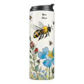 Bee Nice Bee Kind Bienen und Wildblumen Thermosbecher (Nach links gedreht)