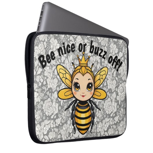Bee Nice oder Buzz Off - Queen Bee Laptopschutzhülle (Vorne Rechts)