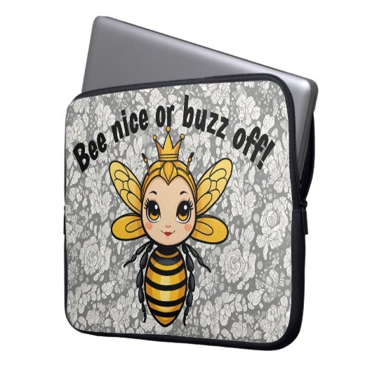 Bee Nice oder Buzz Off - Queen Bee Laptopschutzhülle (Vorderseite Links)