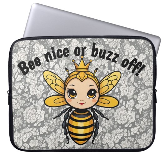 Bee Nice oder Buzz Off - Queen Bee Laptopschutzhülle (Vorderseite)