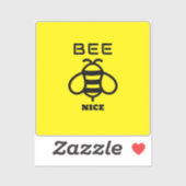 Bee Nice with Yellow Background Design Aufkleber (Blatt)