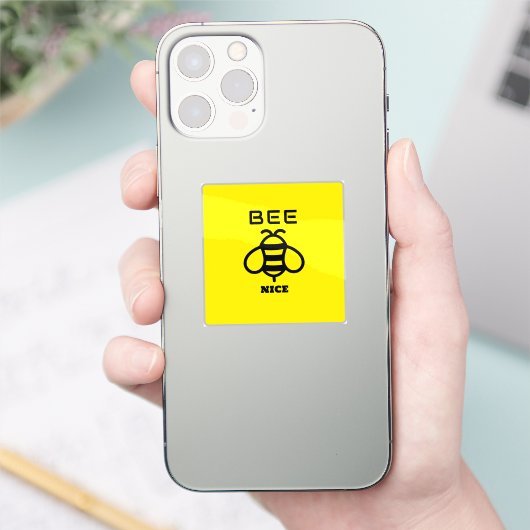 Bee Nice with Yellow Background Design Aufkleber (Telefon)