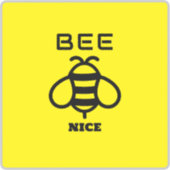 Bee Nice with Yellow Background Design Aufkleber (Vorderseite)