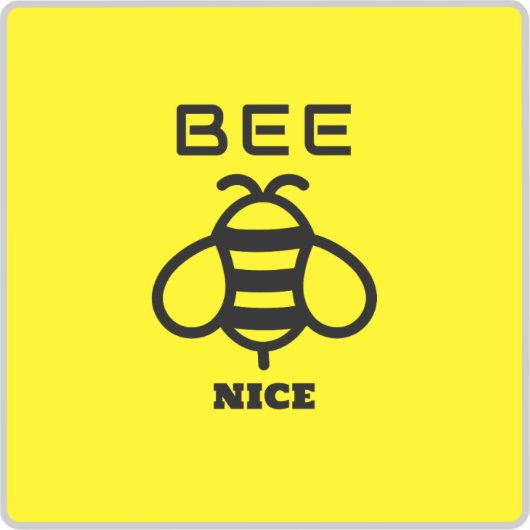 Bee Nice with Yellow Background Design Aufkleber (Vorderseite)