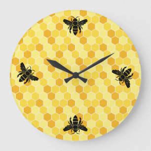 Bee noch immer meine Heart Honey Bee Damask Große Wanduhr