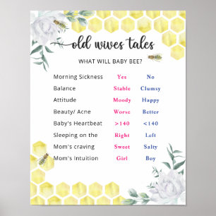Bee Old Ehefrauen Tales Gender Reveal Board Poster