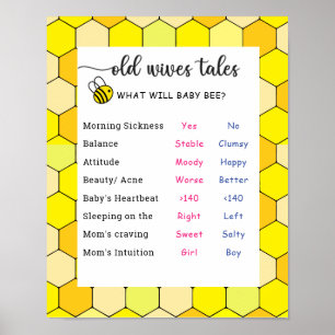 Bee Old Ehefrauen Tales Gender Reveal Board Poster