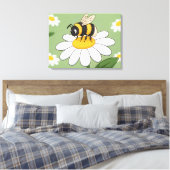 Bee on a white daisy canvas print leinwanddruck (Insitu (Schlafzimmer))
