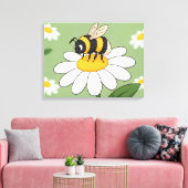Bee on a white daisy canvas print leinwanddruck (Insitu (Wohnzimmer))