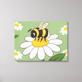 Bee on a white daisy canvas print leinwanddruck