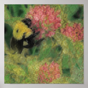 Bee on Clover Digital Art Poster