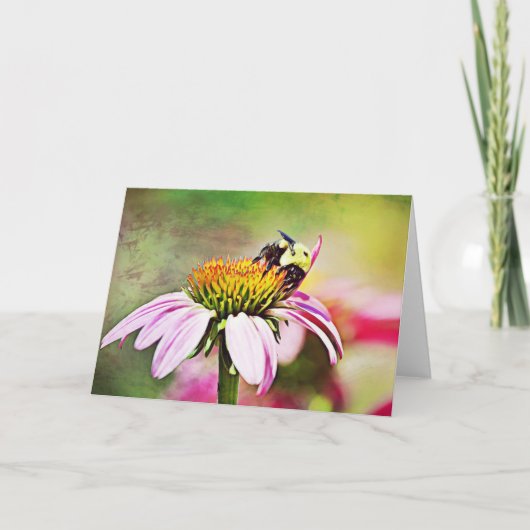 Bee On Cone Blume Scripture Card 2 Cor. 9:8 Karte (Vorderseite)