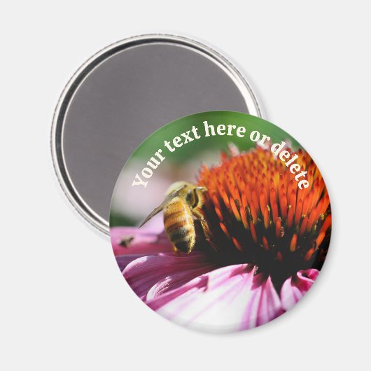 Bee On Echinacea Flower Personalized Magnet (Vorderseite/Rückseite)