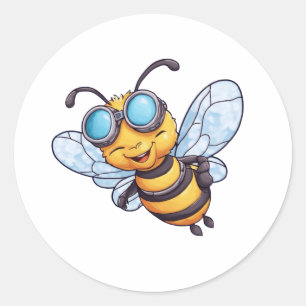Bee on Honey Jars Runder Aufkleber