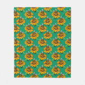 Bee on Sunflower Flower Pattern Design Green  Fleecedecke (Vorderseite)