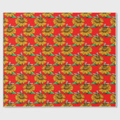 Bee on Sunflower Flower Pattern Design Red  Geschenkpapier (Flach)