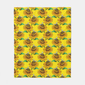 Bee on Sunflower Flower Pattern Design Yellow  Fleecedecke (Vorderseite)