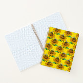 Bee on Sunflower Flower Pattern Design Yellow  Notizblock (Innenseite)