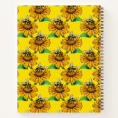 Bee on Sunflower Flower Pattern Design Yellow  Notizblock (Rückseite)