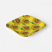 Bee on Sunflower Flower Pattern Design Yellow Pappteller (Gewinkelt)