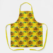 Bee on Sunflower Flower Pattern Design Yellow  Schürze (Vorderseite)