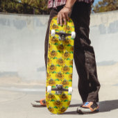 Bee on Sunflower Flower Pattern Design Yellow Skateboard