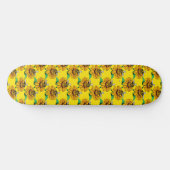 Bee on Sunflower Flower Pattern Design Yellow Skateboard (Horizontal)