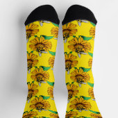 Bee on Sunflower Flower Pattern Design Yellow Socken (Oben)