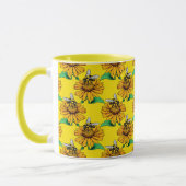 Bee on Sunflower Flower Pattern Design Yellow Tasse (Links)