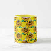 Bee on Sunflower Flower Pattern Design Yellow Tasse (Zentrum)