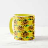 Bee on Sunflower Flower Pattern Design Yellow Tasse (Vorderseite Links)