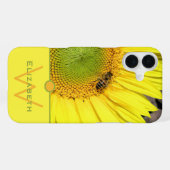 Bee On Sunflower Initial Letter Monogram iPhone Hülle (Rückseite (Horizontal))