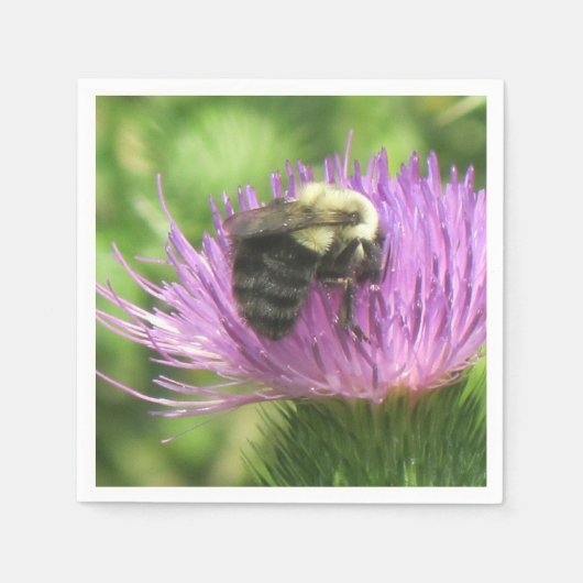 Bee on Thistle Napkin Serviette (Vorderseite)