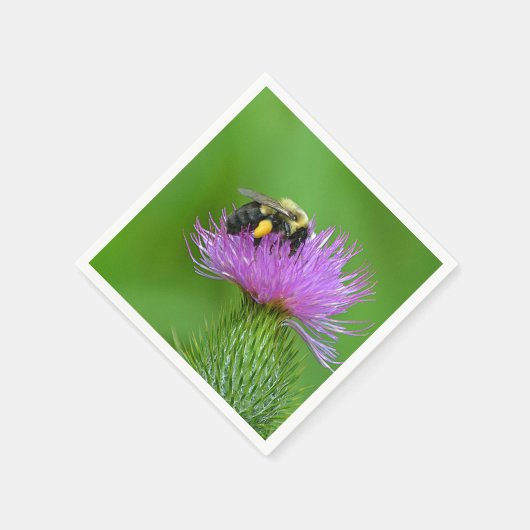 Bee on Thistle Paper Napkin Serviette (Ecke)