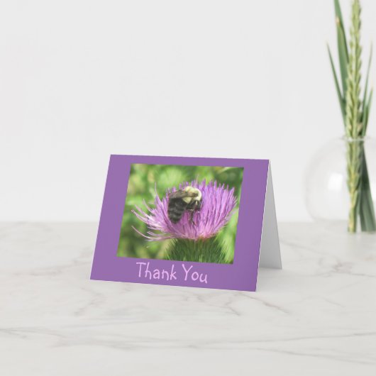Bee on Thistle Thankyou Card Dankeskarte (Vorderseite)