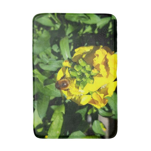 Bee on Yellow Flowers Badematte (Vorderseite Vertikal)