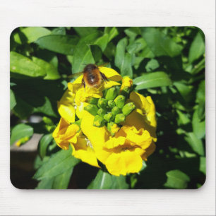 Bee on Yellow Flowers Mousepad